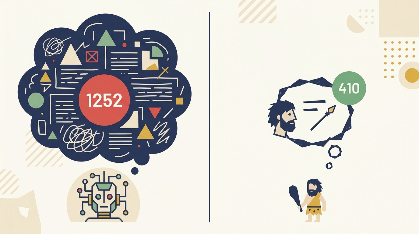 Caveman plugin compression — bloated 1,252-token response vs terse 410-token response