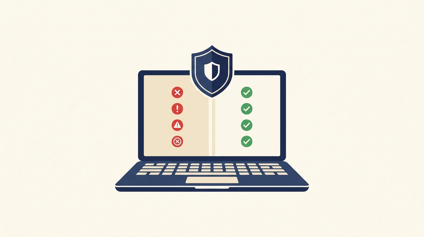 Gemma 3 vs Gemma 4 — red error badges on the left, green checkmarks on the right with a privacy shield overlay