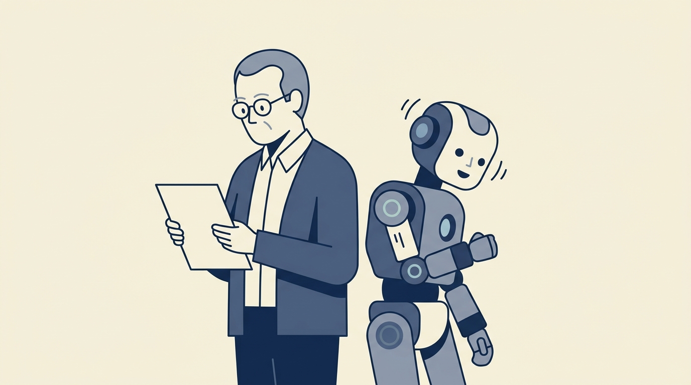 April 2026 briefing — engineer and assistant robot back-to-back, Opus 4.7 behavioural release